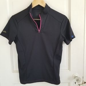 Irideon short sleeve, 1/4 zip mock neck, sun shirt, black, small